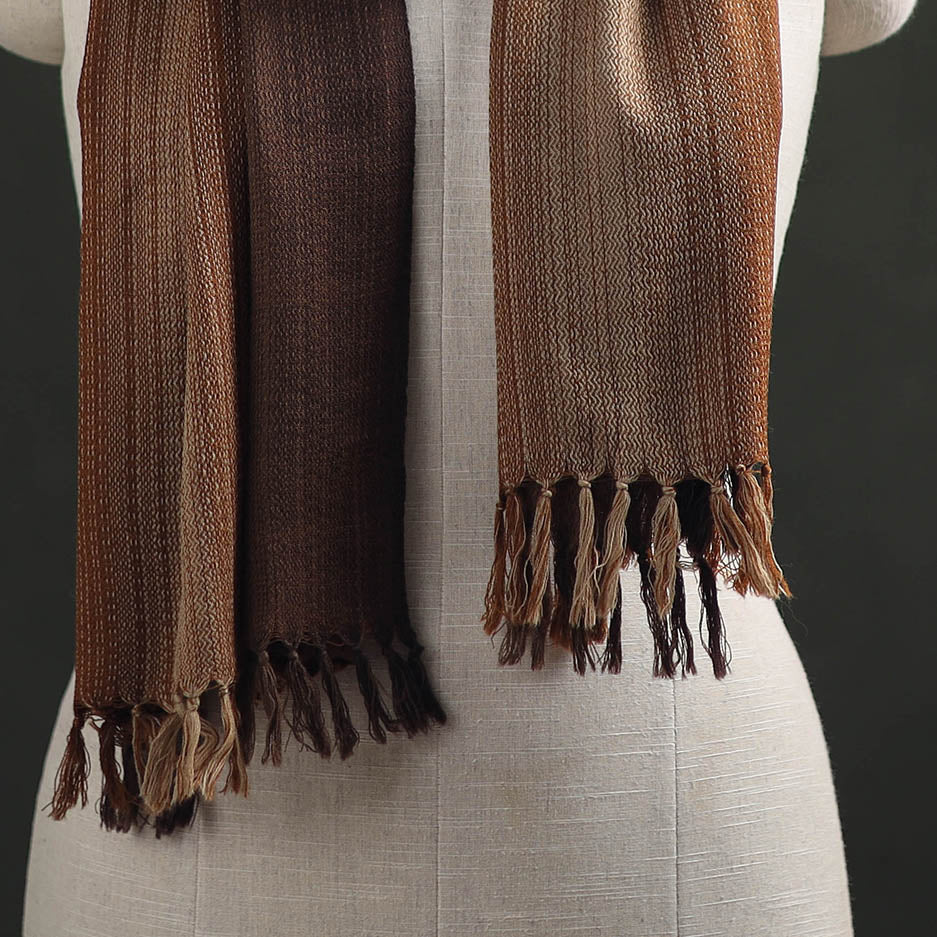 Brown - Double Shade Kumaun Handwoven Pure Merino Wool Stole 137