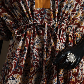 Natural Dyed Hand Block Kalamkari Print Cotton Kaftan (Medium) 113