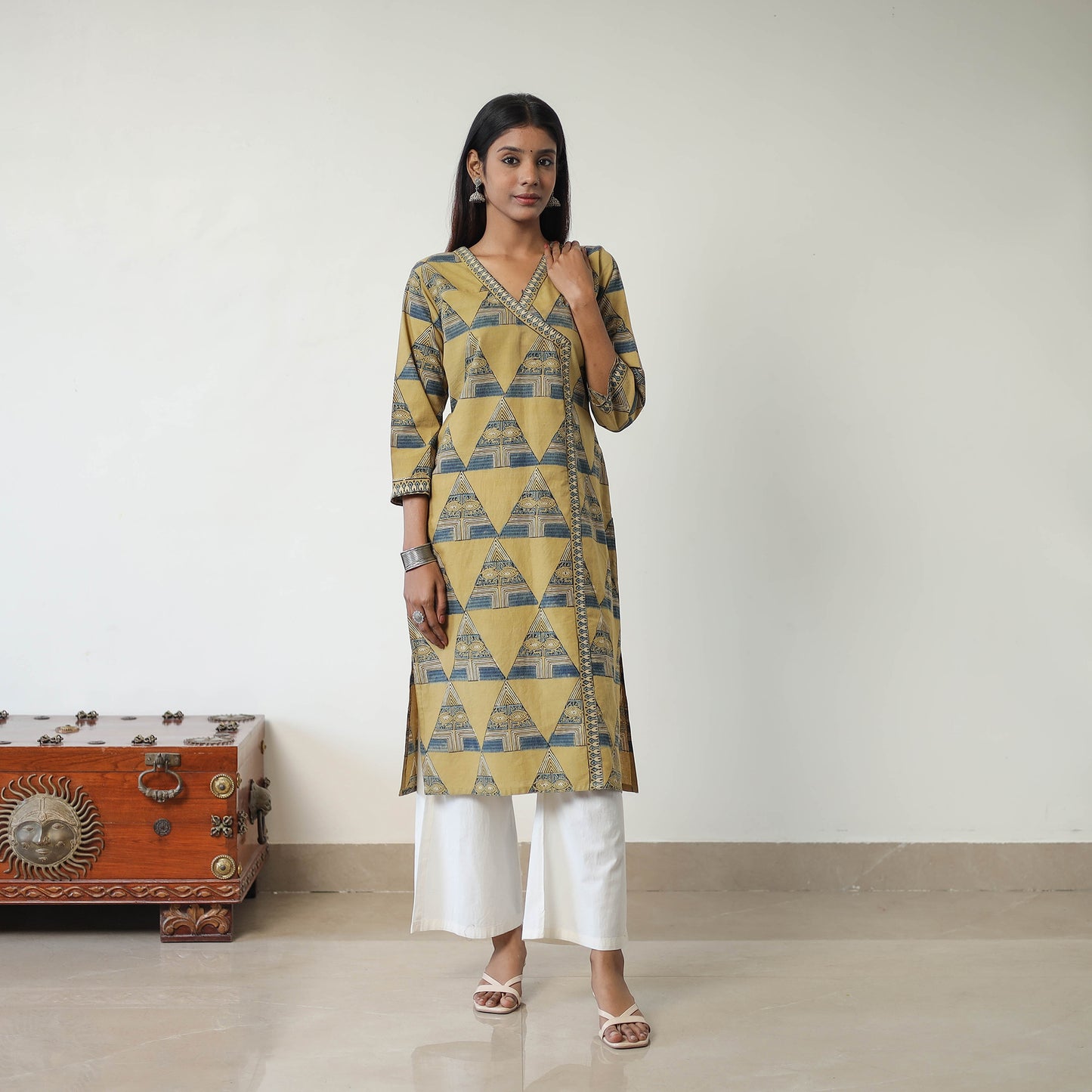 Block Printed Cotton Straight Ajrakh Kurta 35