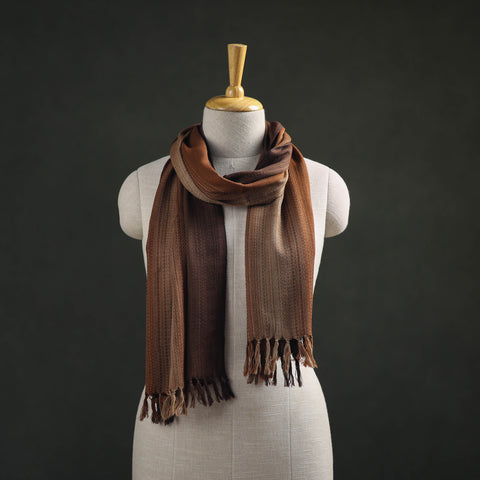 Brown - Double Shade Kumaun Handwoven Pure Merino Wool Stole 137