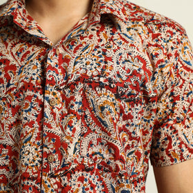 Buy Kalamkari Block Printed Cotton Men Half Sleeve Shirt 02 Online at iTokri.com