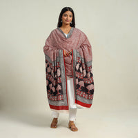 Maroon - Hand Block Print Cotton Bagh Dupatta 19