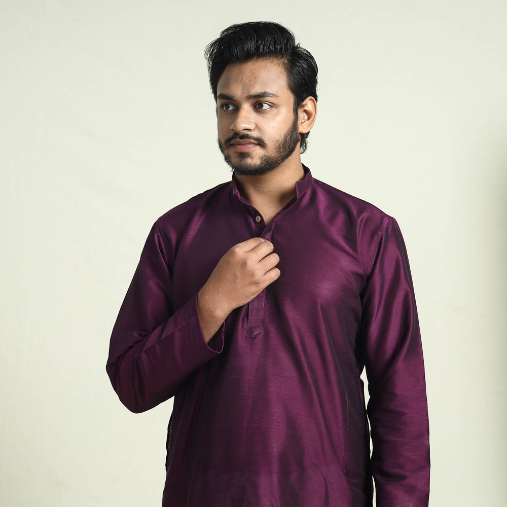 Plain silk men kurta