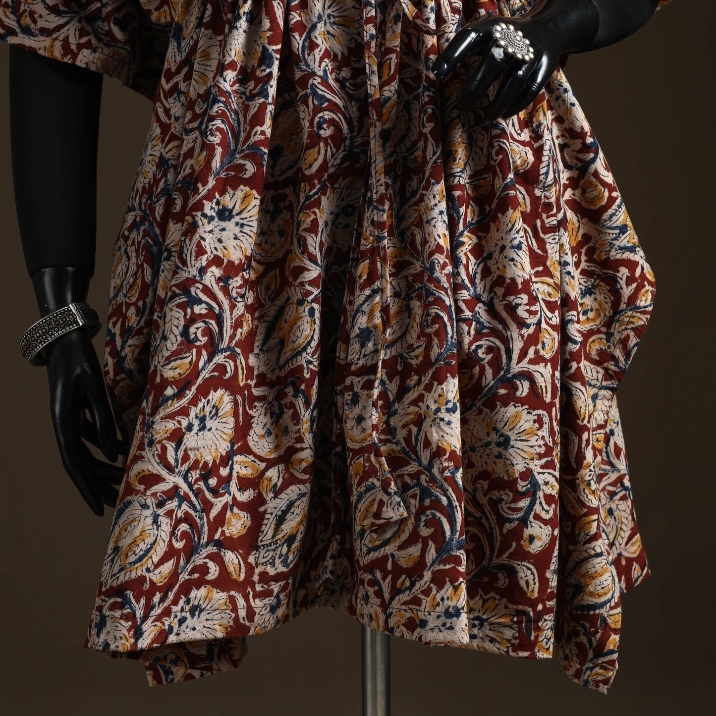 Natural Dyed Hand Block Kalamkari Print Cotton Kaftan (Medium) 113