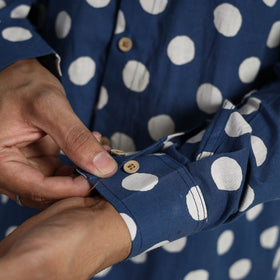 Buy Indigo Block Printed Cotton Men Full Sleeve Shirt 12 Online at iTokri.com
