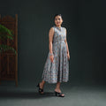 Pochampally Ikat Cotton Sleeveless Tiered Long Dress for Women 07