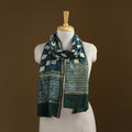 Green - Pipad Hand Block Print Natural Dyed Chanderi Silk Handloom Stole 78