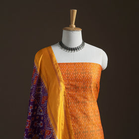 Pochampally Ikat Handloom Sico Unstitched Dress Material: Kurta with Mulberry Silk Dupatta 44