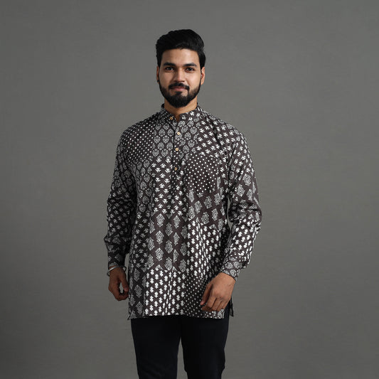 Kantha Stitch Cotton Short Sanganeri Kurta for Men 11