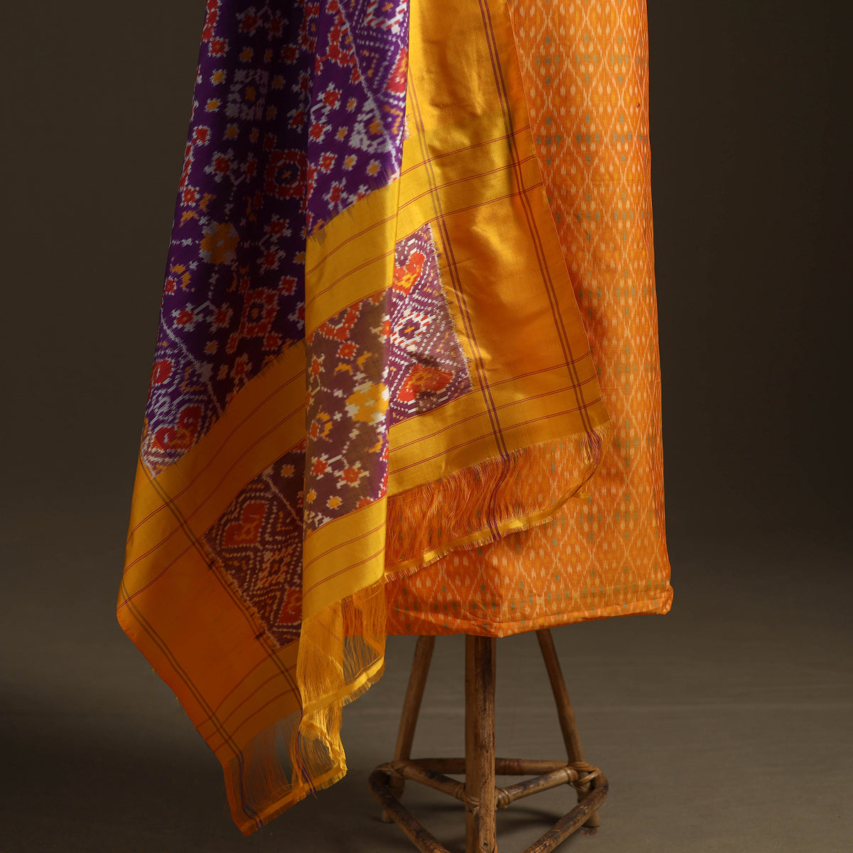 Pochampally Ikat Handloom Sico Unstitched Dress Material: Kurta with Mulberry Silk Dupatta 44