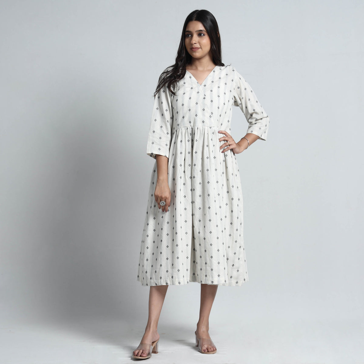 White - Exquisite Jacquard Cotton Dress