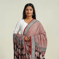 Maroon - Hand Block Print Cotton Bagh Dupatta 19