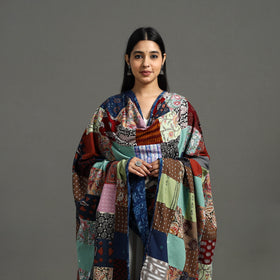  Multicolor Indigo Cotton Reversible Patchwork Dupatta