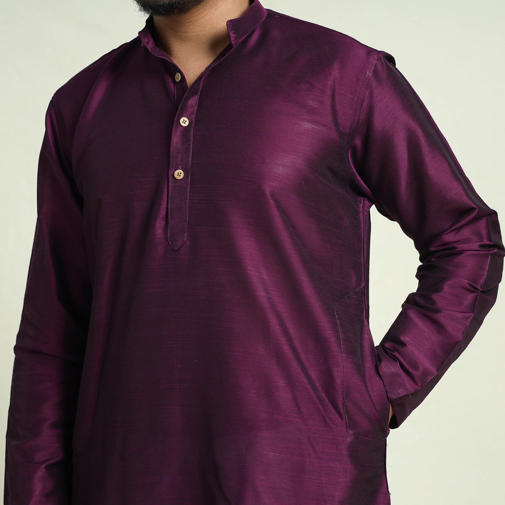 Plain silk men kurta