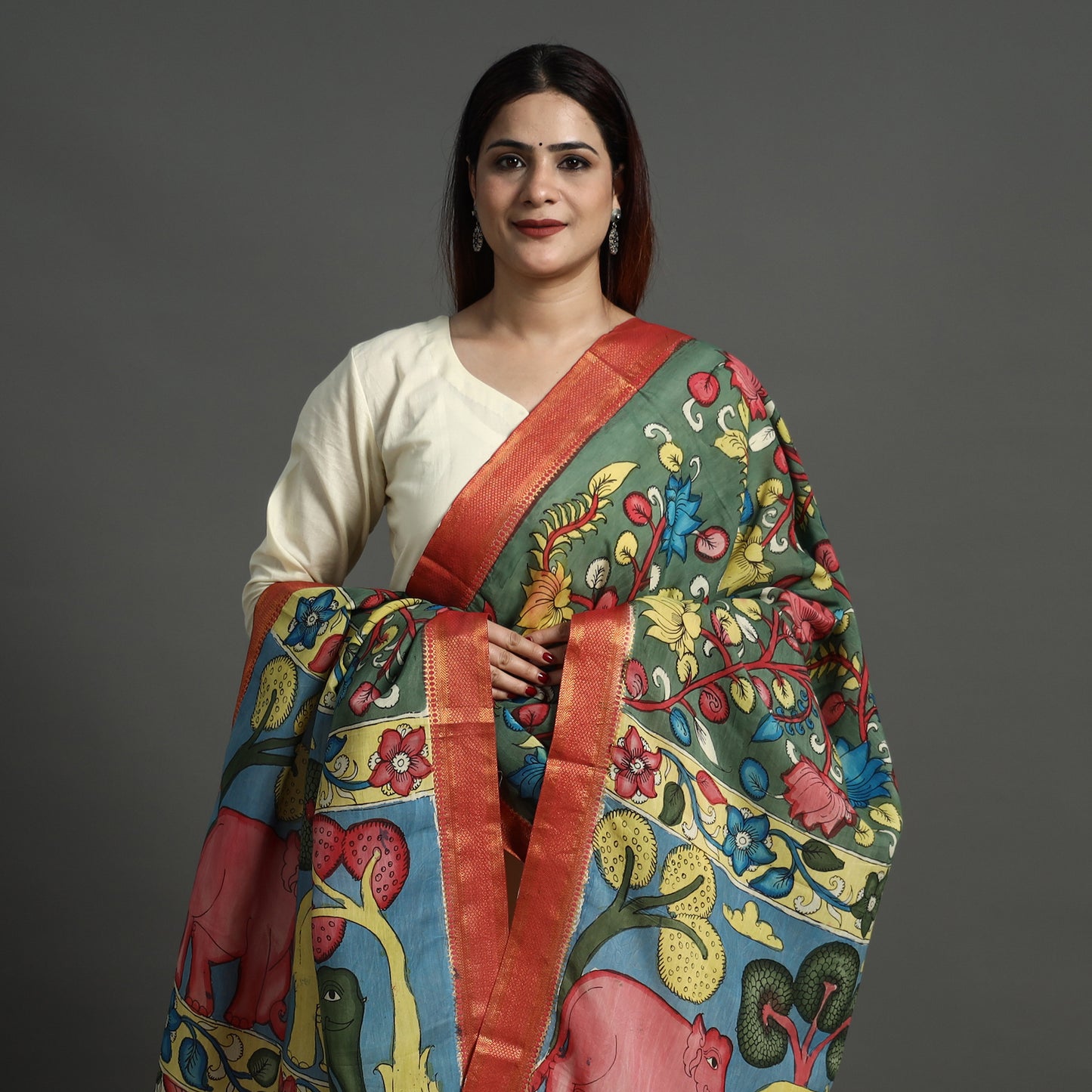 kalamkari handpainted dupatta