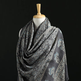 Ajrakh Hand Block Print Natural Dyed Handwoven Acrylic Wool Shawl 25