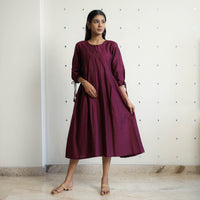 Mahi Byzantium Purple Slub Silk Plain Dress