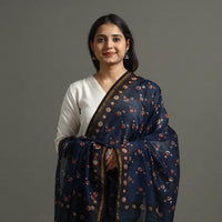 Blue - Block Printed Chanderi Silk Bagru Dupatta 91