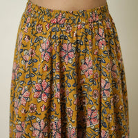 Yellow - Hand Block Printed Cotton Long Bagru Skirt 01