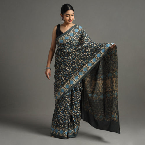 block printed saree