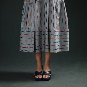 Pochampally Ikat Cotton Sleeveless Tiered Long Dress for Women 07