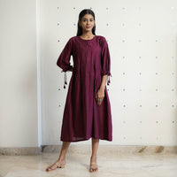 Mahi Byzantium Purple Slub Silk Plain Dress