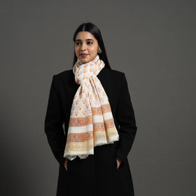 Orange - pure wool sanganeri stole 77 - handcrafted