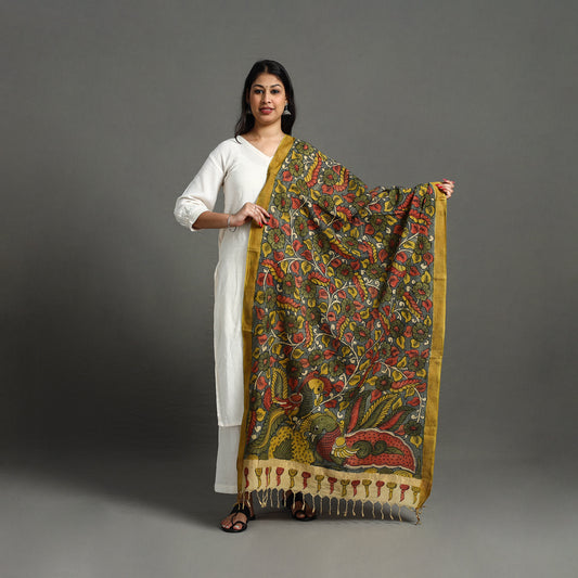 Mangalagiri Cotton Handpainted Pen Work Kalamkari Dupatta 08