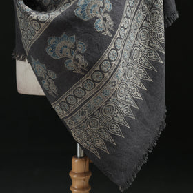 Ajrakh Hand Block Print Natural Dyed Handwoven Acrylic Wool Shawl 25
