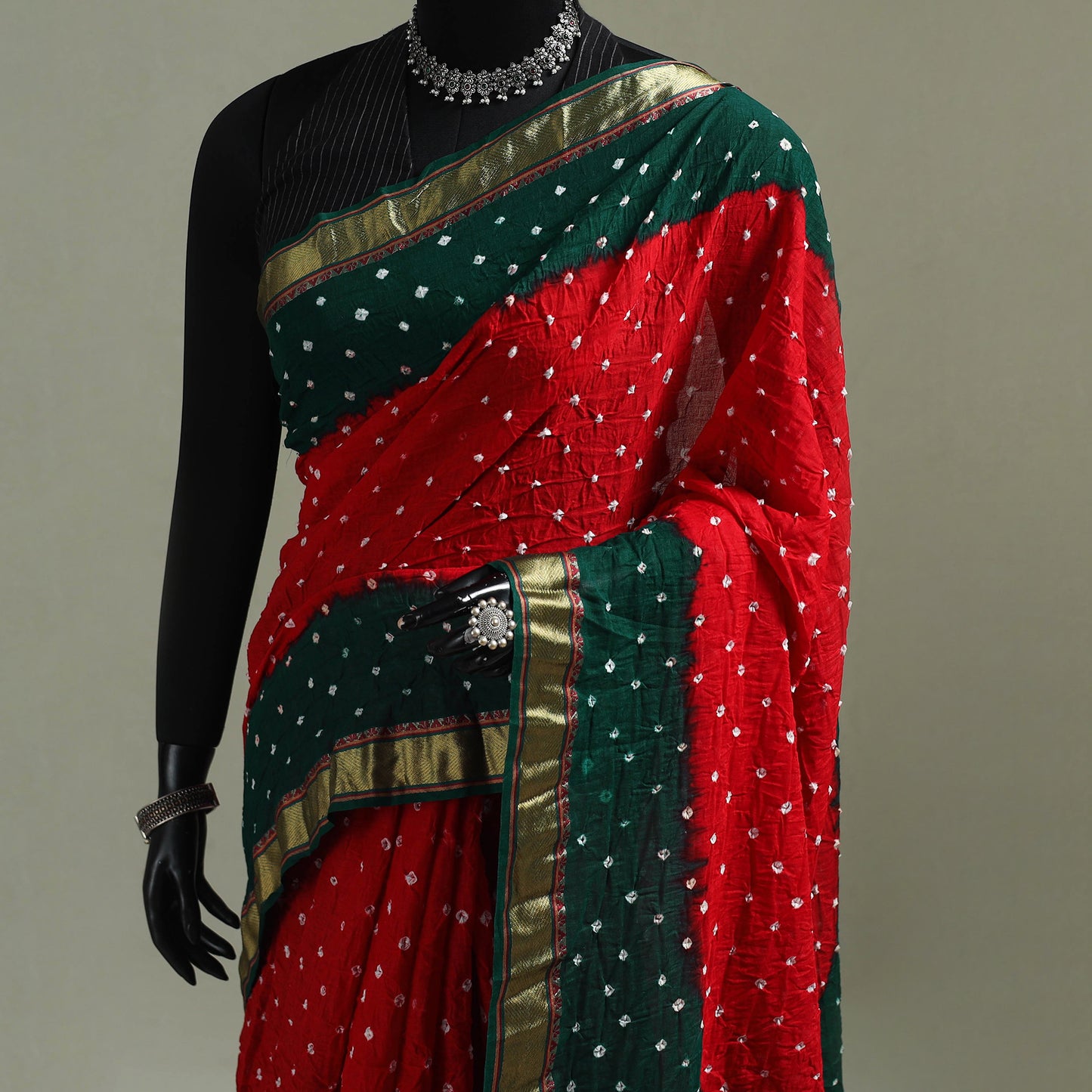 Kutch Tie-Dye Bandhani Cotton Saree with Blouse Piece 47