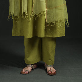 Plain Slub Cotton Hand Embroidered Suit Set with Dupatta for women 05