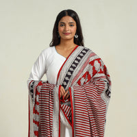 Red - Hand Block Print Cotton Bagh Dupatta 20