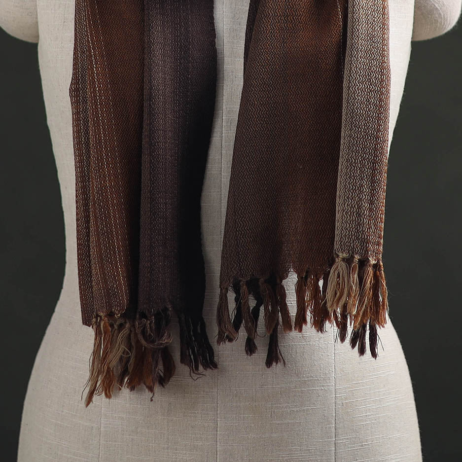 Brown - Double Shade Kumaun Handwoven Pure Merino Wool Stole 142