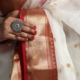 White - Traditional Chanderi Silk Handloom Zari Buti Saree with Zari Border
