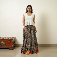 Multicolor - Hand Block Printed Cotton Long Bagru Skirt 02