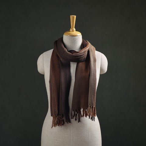 Brown - Double Shade Kumaun Handwoven Pure Merino Wool Stole 142