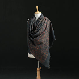 Ajrakh Hand Block Print Natural Dyed Handwoven Acrylic Wool Shawl 26
