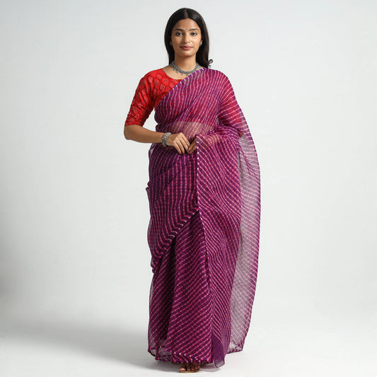 Leheriya Tie-Dye Kota Doria Cotton Saree 11