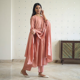 Buy Gulnaaz Grey Cotton Flared Kurta with Palazzo & Dupatta Set Online at iTokri.com