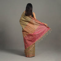 Yellow - Zari Stripes Cotton Handloom Saree 14