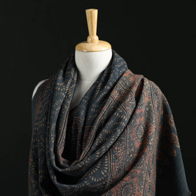 Ajrakh Hand Block Print Natural Dyed Handwoven Acrylic Wool Shawl 26