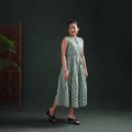 Pochampally Ikat Cotton Sleeveless Tiered Long Dress for Women 10