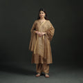 Plain Slub Cotton Hand Embroidered Suit Set with Dupatta for women 04