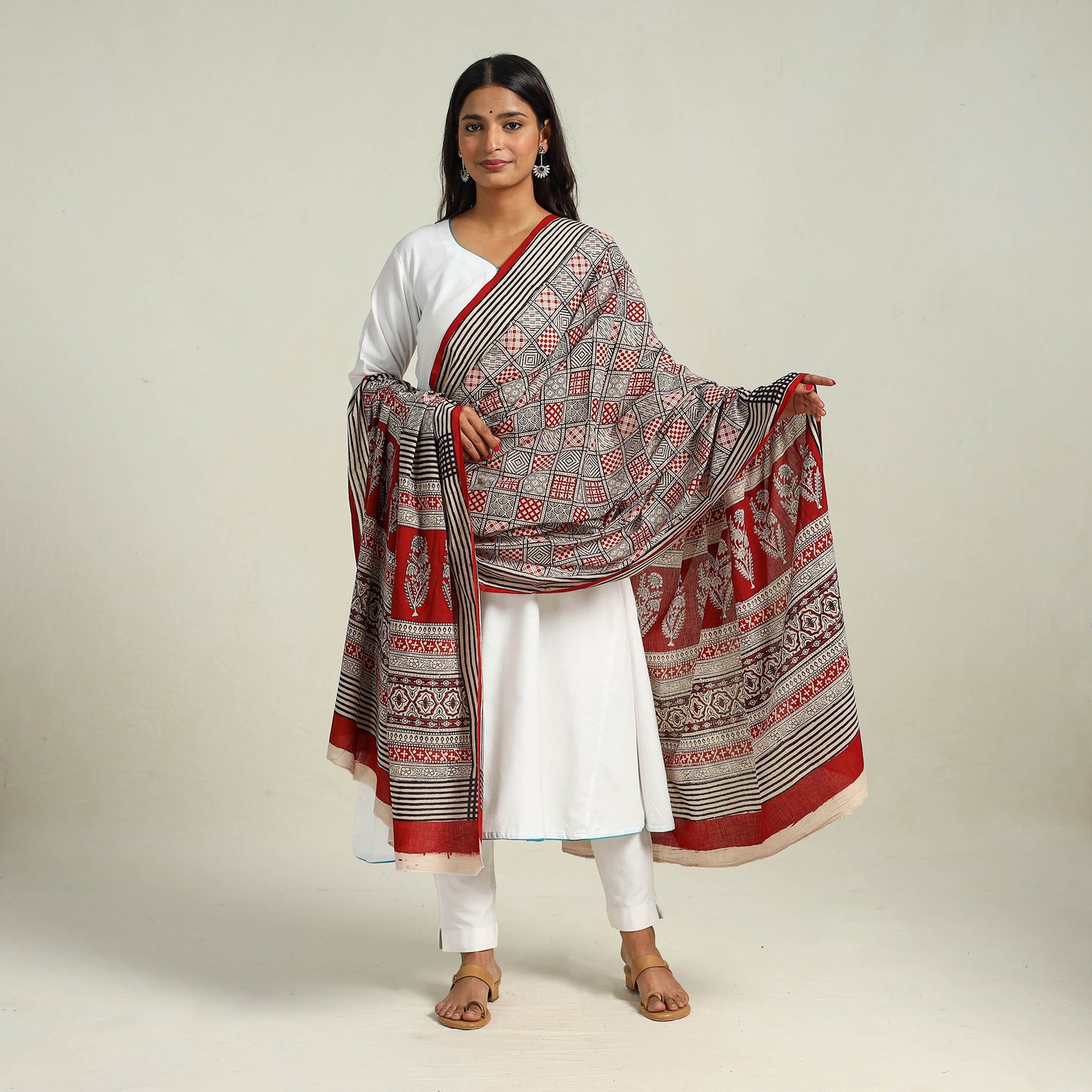 Multicolor - Hand Block Print Cotton Bagh Dupatta 21