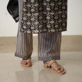 Buy Black Chanderi Silk Hand Block Bagru Print Kurta Set