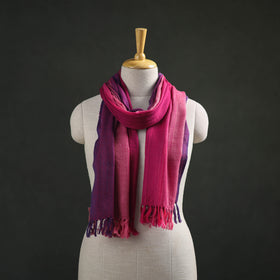 Pink - Double Shade Kumaun Handwoven Pure Merino Wool Stole 143