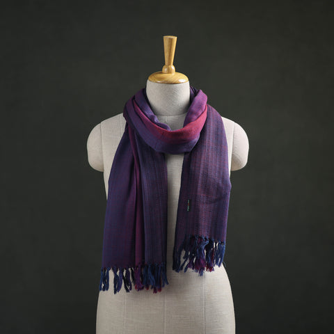 Purple - Double Shade Kumaun Handwoven Pure Merino Wool Stole 144