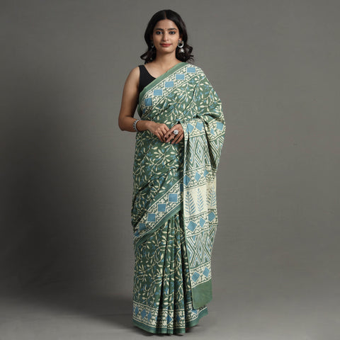 block printed saree