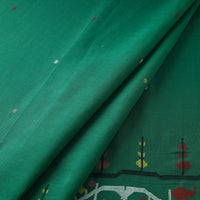 Green - Pure Handloom Cotton Bengal Jamdani Fabric 16