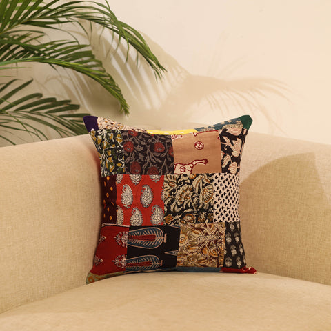  Multicolor Handcrafted Cotton Patchwork Cushion Cover